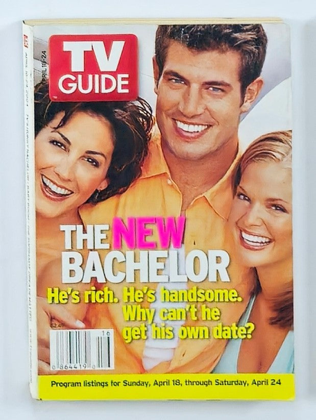 TV Guide Magazine April 18 2004 featuring The New Bachelor on the cover, showcasing reality TV stars with the caption 'He's rich. He's handsome. Why can't he get his own date?'.