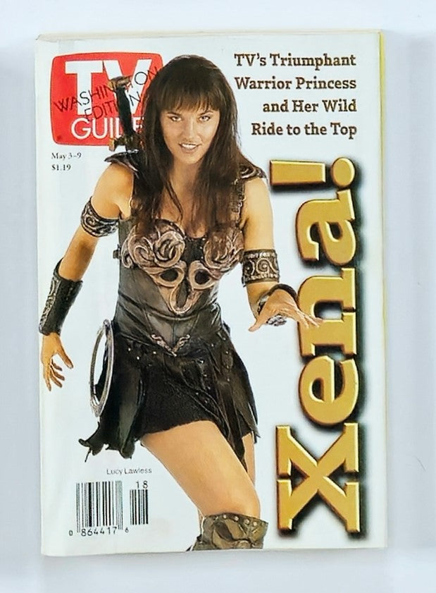 TV Guide Magazine May 3 1997 cover featuring Lucy Lawless as Xena, showcasing the character in her signature armor, representing a classic piece of television history.