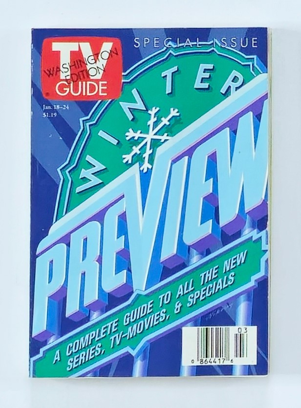 TV Guide Magazine January 18, 1997 Winter Preview Washington Edition cover featuring vibrant colors and winter graphics, showcasing a special issue guide to new TV series, movies, and specials.