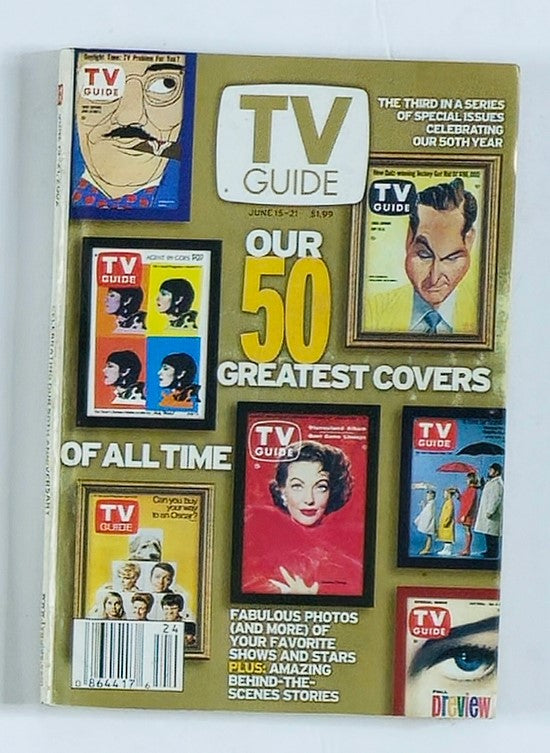 TV Guide Magazine June 15 2002 featuring the 50 Greatest Covers of All Time, showcasing iconic television moments and memorable cover artwork, perfect for collectors.