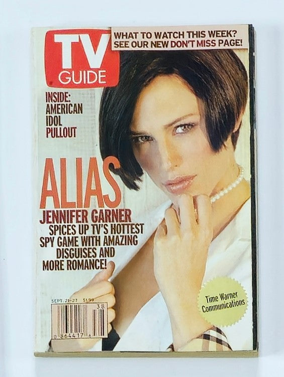 TV Guide Magazine September 21 2002 featuring Jennifer Garner on the cover promoting her role in Alias, highlighting early 2000s television culture.