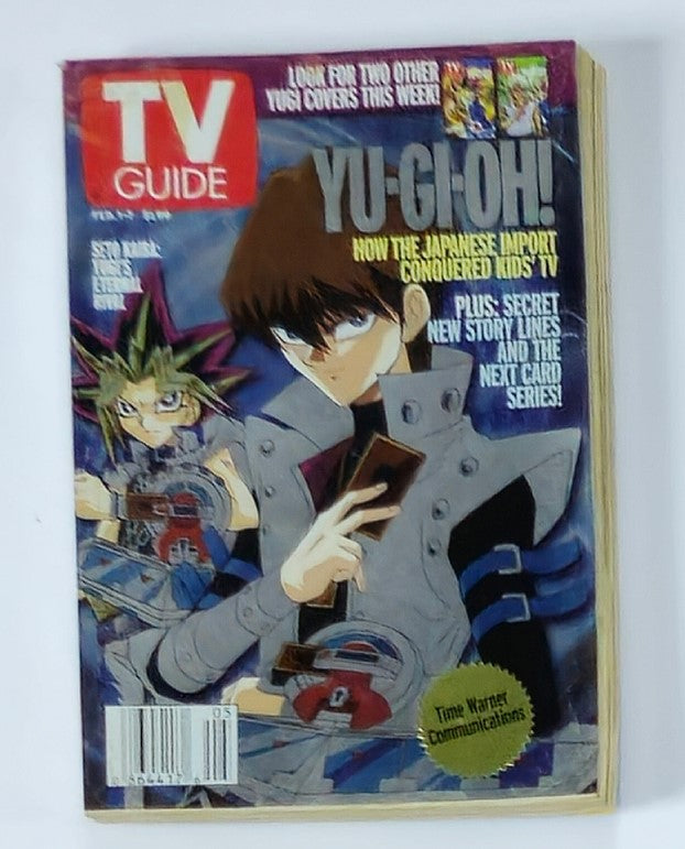 TV Guide Magazine February 1 2003 featuring cover art of Yu-Gi-Oh! characters, showcasing the popular anime series, ideal for collectors and fans.