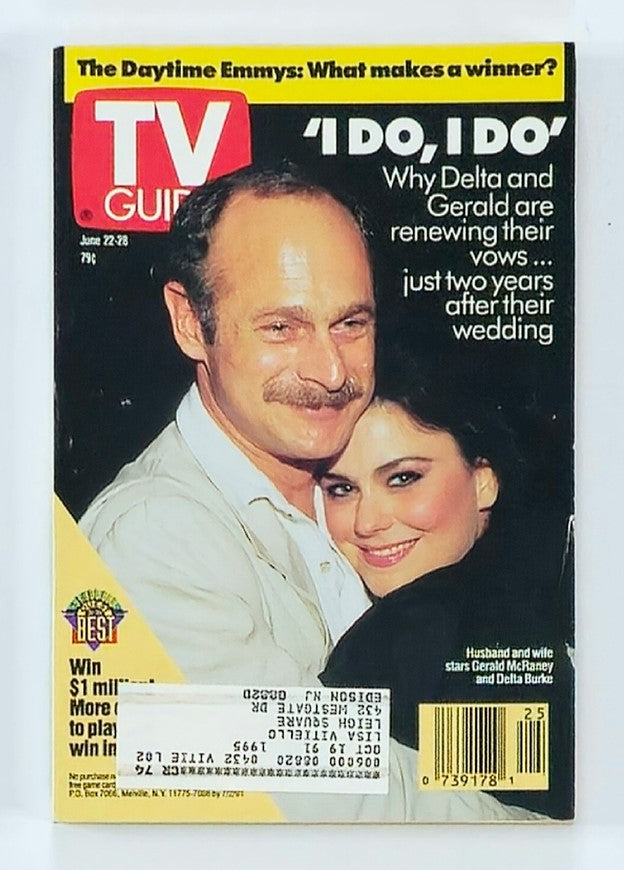 TV Guide Magazine June 22 1991 featuring Gerald McRaney and Delta Burke on the cover, showcasing their iconic status in 90s television and highlighting their relationship with the headline 'I Do, I Do'.