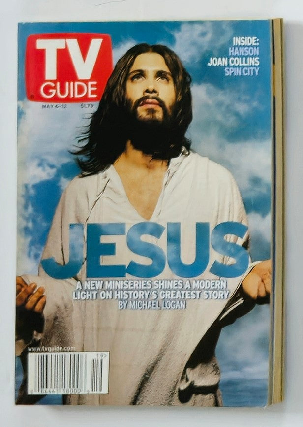 TV Guide Magazine May 6 2000 cover featuring Jesus, highlighting the new miniseries, with mentions of Hanson, Joan Collins, and Spin City.
