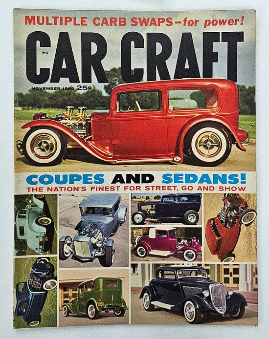 VTG Car Craft Magazine November 1960 cover featuring classic Coupes and Sedans, showcasing automotive designs and highlights from the era.
