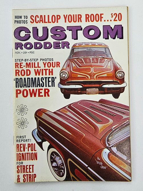 Cover of VTG Custom Rodder Magazine from November 1961, Volume 9, No. 5, featuring vintage automotive designs and highlighting Rev-Pol ignition systems. The cover showcases eye-catching graphics and advertisements related to hot rod customization.