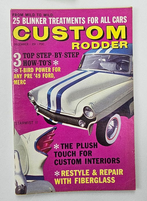 VTG Custom Rodder Magazine December 1962 featuring the Starmist II on the cover, showcasing custom car culture with vibrant colors and design elements. Volume 11, No. 6.