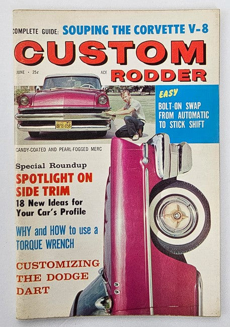 Cover of VTG Custom Rodder Magazine June 1960 Vol 6 No 6 featuring a Pearl-Fogged Merc with retro automotive styling, showcasing classic car culture and customization tips.
