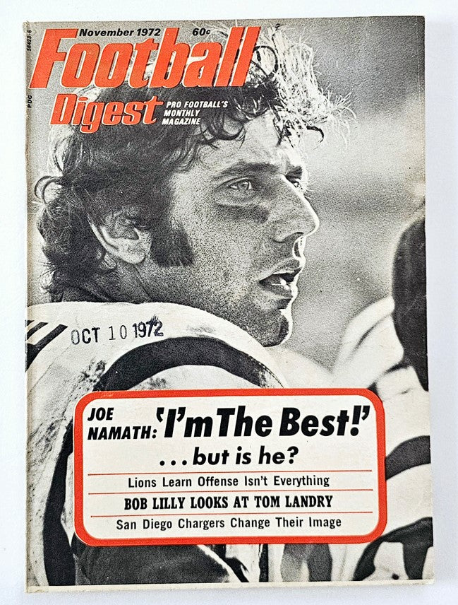 Vintage Football Digest Magazine November 1972 Joe Namath 'I'm The Best' No Label