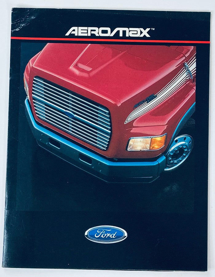 1988 Ford Aeromax Dealer Showroom Sales Brochure cover featuring a close-up view of the truck's front grille and hood, showcasing the classic design and branding.