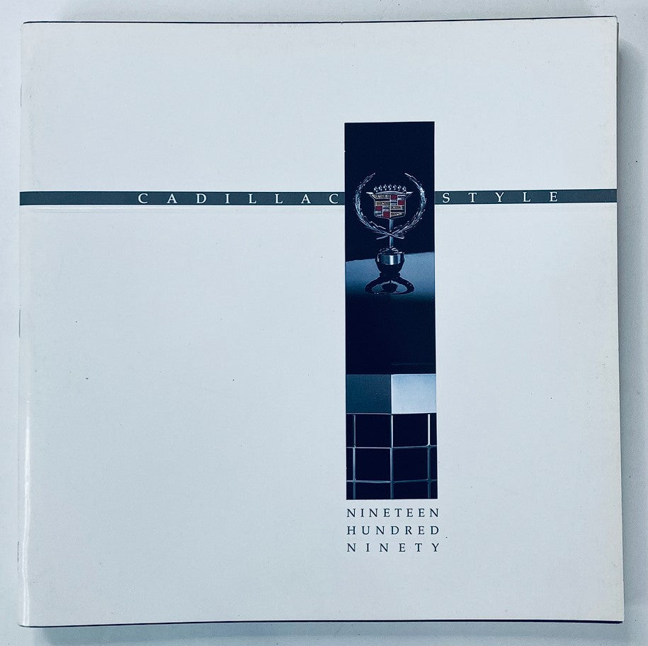 Cover of the 1990 Cadillac Style Dealer Showroom Sales Brochure Guide Catalog featuring a sleek design with the Cadillac logo.
