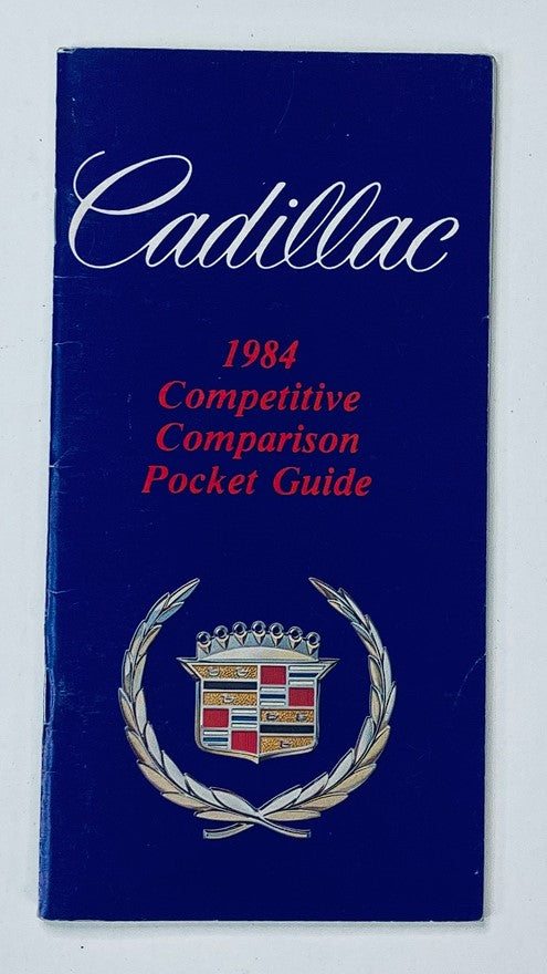 Cover of the 1984 Cadillac Competitive Comparison Pocket Guide featuring the Cadillac logo and title in bold lettering.