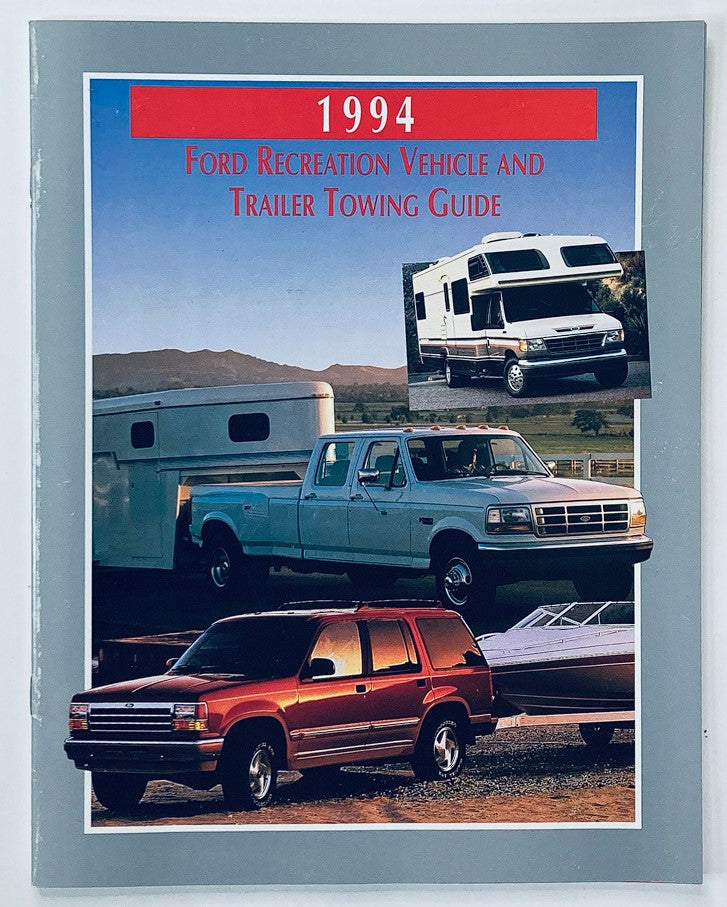 1994 Ford Recreation Vehicle & Trailer Towing Guide Catalog cover featuring various Ford vehicles including a truck, RV, and SUV, set against a backdrop of mountains.