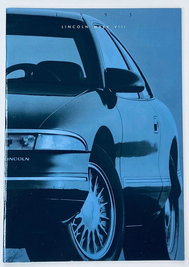 1993 Lincoln Mark VIII Dealer Showroom Sales Brochure Guide Catalog featuring sleek car design in blue hues on the cover.