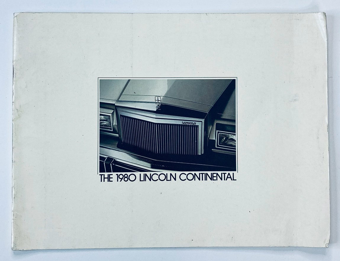 Cover image of the 1980 Lincoln Continental Dealer Showroom Sales Brochure Guide Catalog displaying the distinctive front grille design of the car.