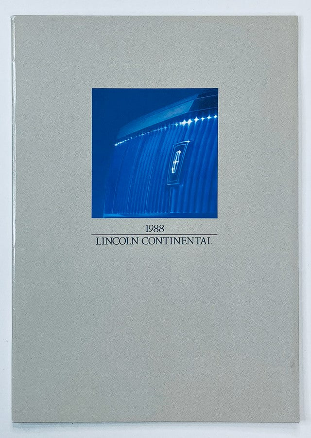 Front cover of the 1988 Lincoln Continental Dealer Showroom Sales Brochure highlighting the luxury and elegance of the iconic vehicle.