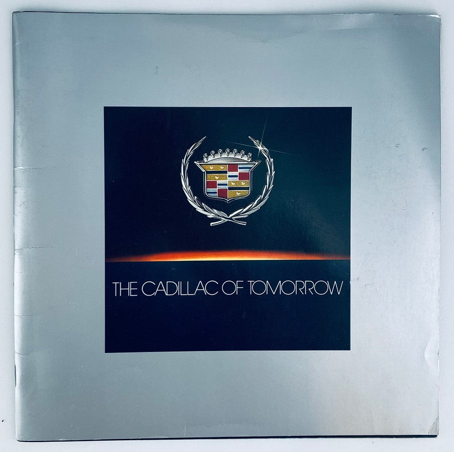 1985 Cadillac of Tomorrow Dealer Showroom Sales Brochure Guide Catalog cover featuring the Cadillac emblem and a sleek design.