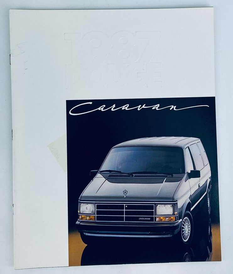 1987 Dodge Caravan Dealer Showroom Sales Brochure Guide Catalog featuring a front view of the vehicle on the cover.