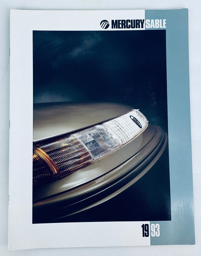 1993 Mercury Sable Dealer Showroom Sales Brochure Cover Featuring Close-Up of the Vehicle's Headlight and Grille