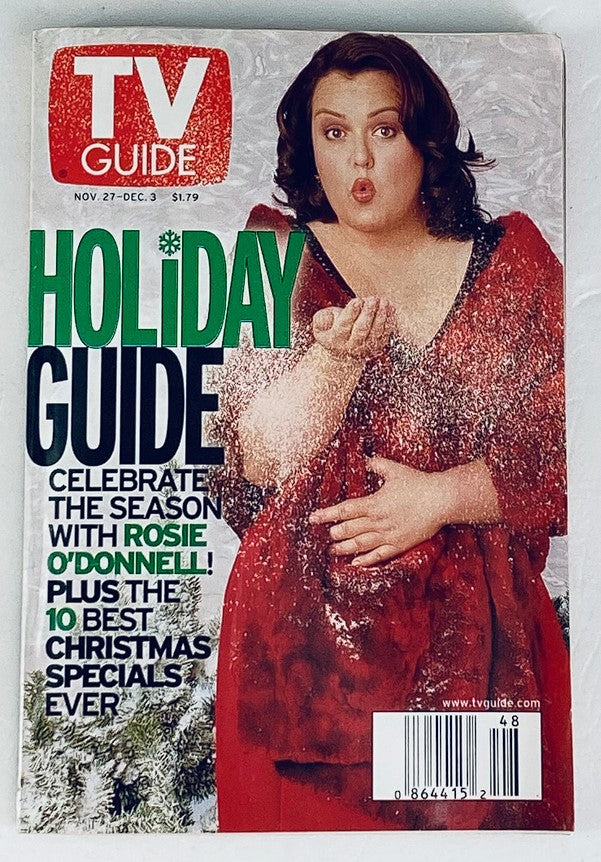 TV Guide Magazine November 27 1999 featuring Rosie O'Donnell on the cover dressed in a festive red outfit, promoting the Holiday Guide and showcasing the 10 Best Christmas Specials Ever.