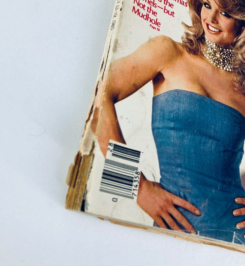 Close-up of TV Guide Magazine July 13, 1985 with Heather Thomas on the cover, highlighting the glossy finish and iconic 80s fashion.