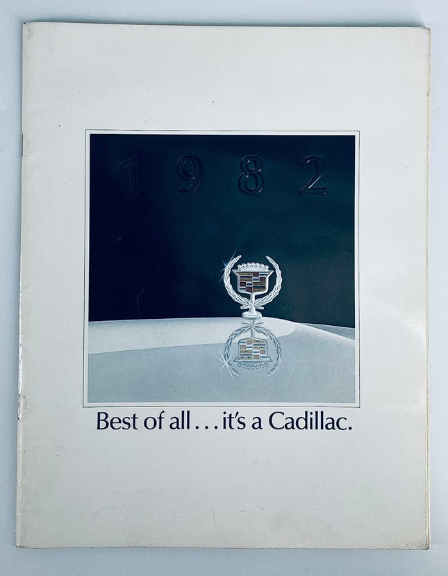 1982 Cadillac Lineup Dealer Showroom Sales Brochure Guide Catalog cover featuring the Cadillac emblem and the year 1982, with the tagline 'Best of all ... it's a Cadillac.'