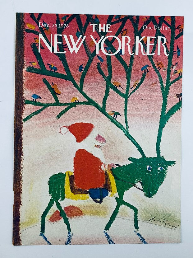 Cover of The New Yorker December 25 1978 featuring Santa Claus riding a whimsical reindeer illustrated by Andrei Francois, capturing a festive holiday spirit.