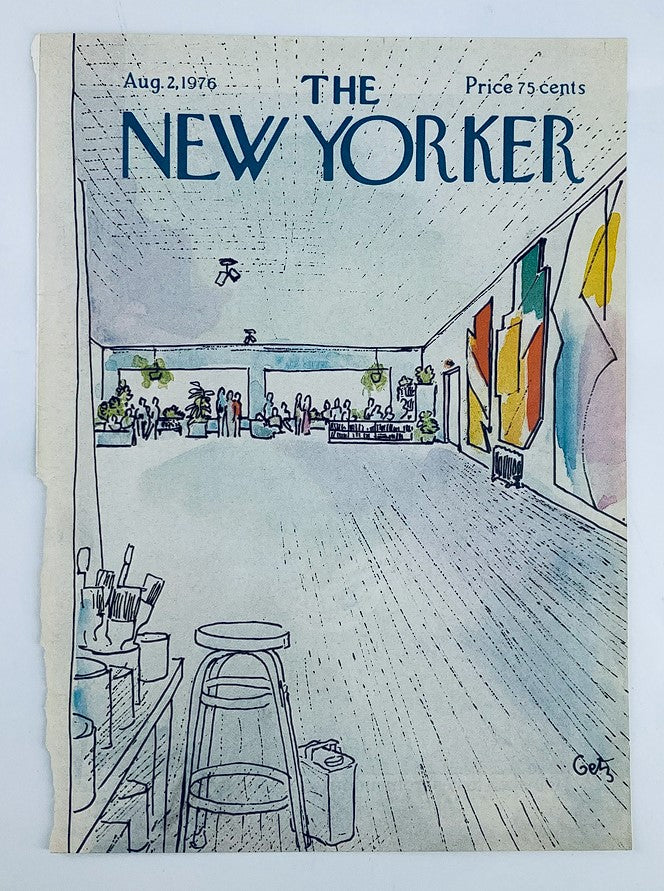 COVER ONLY The New Yorker August 2 1976 depicting an Art Gallery scene by Arthur Getz, illustrating an artistic environment filled with patrons admiring the artwork.