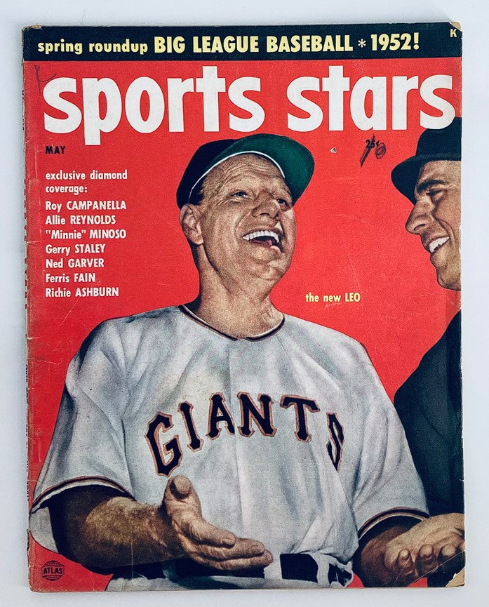 VTG Sports Stars Magazine May 1952 featuring Roy Campanella and Allie Reynolds on the cover, showcasing iconic baseball imagery from the golden era of sports.