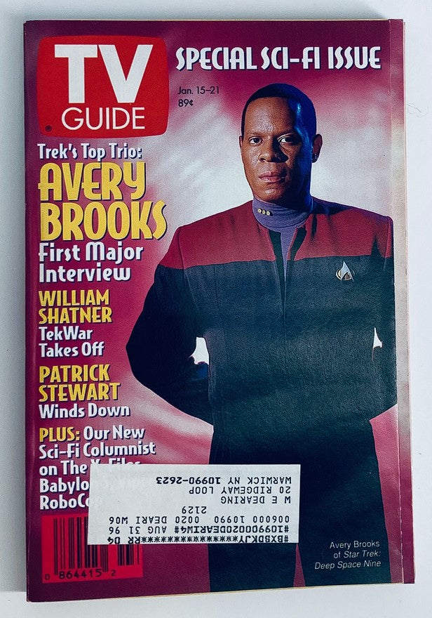 Cover of TV Guide Magazine from January 15, 1994, featuring Avery Brooks of Star Trek: Deep Space Nine, highlighting his first major interview and showcasing nostalgic elements of 90s sci-fi culture.
