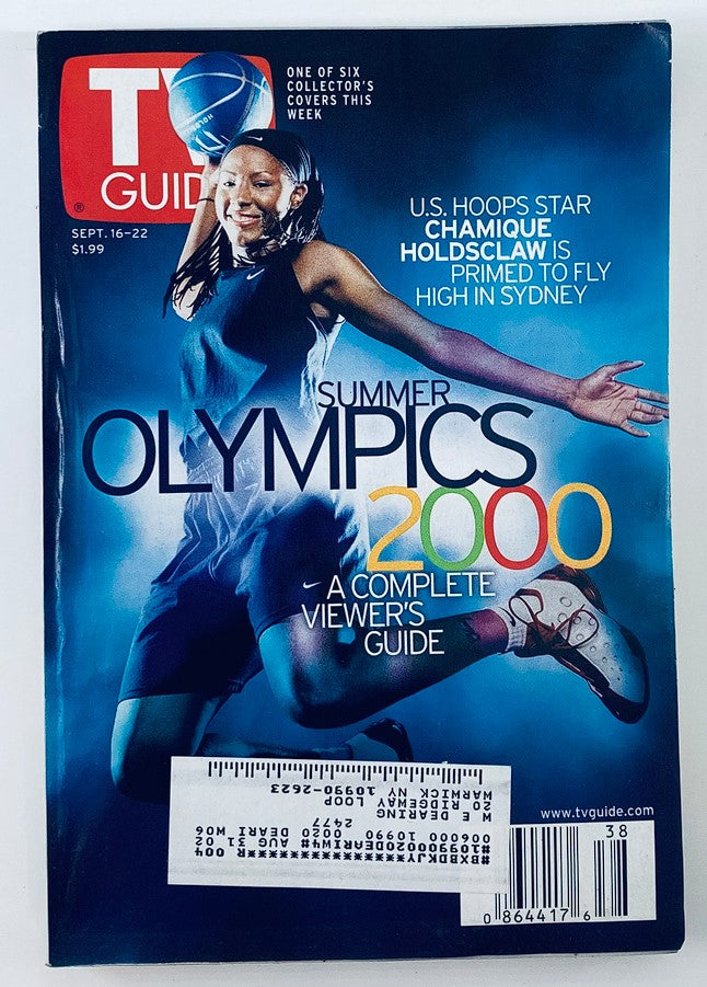 Cover of TV Guide Magazine September 16, 2000 featuring Chamique Holdsclaw, highlighting the Summer Olympics 2000 and showcasing her as a prominent figure in women's sports.