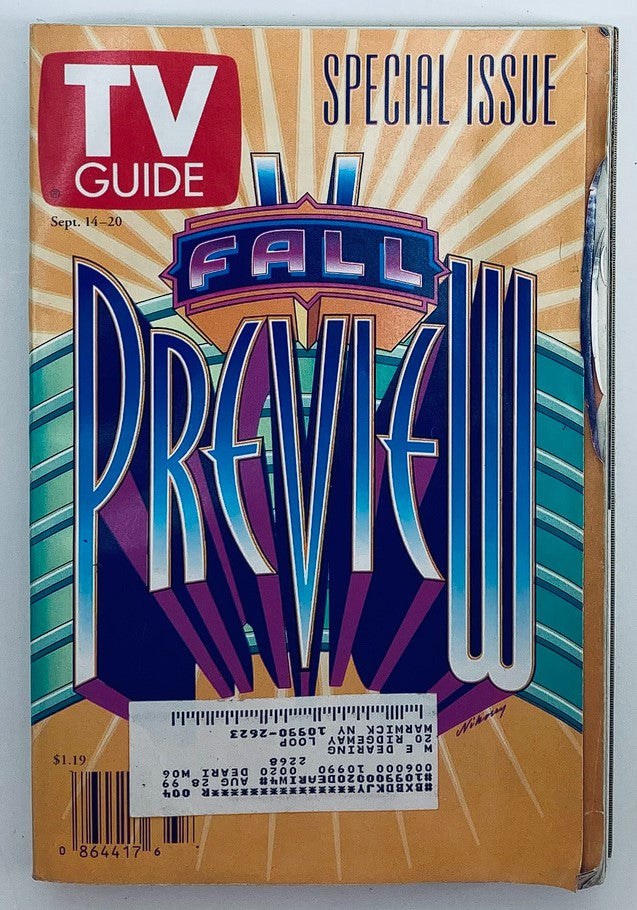 TV Guide Magazine September 14 1996 Fall Preview Special NY Metro Edition cover showcasing vibrant graphics and iconic design elements of the 90s television lineup.