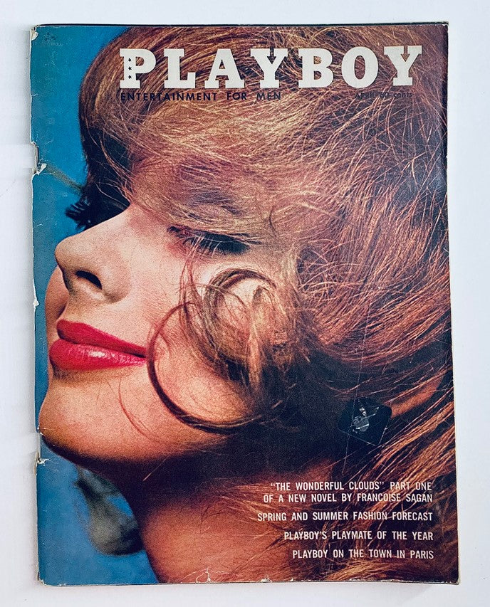 Cover of VTG Playboy Magazine April 1962 featuring Roberta Lane, showcasing her hairstyle and makeup.