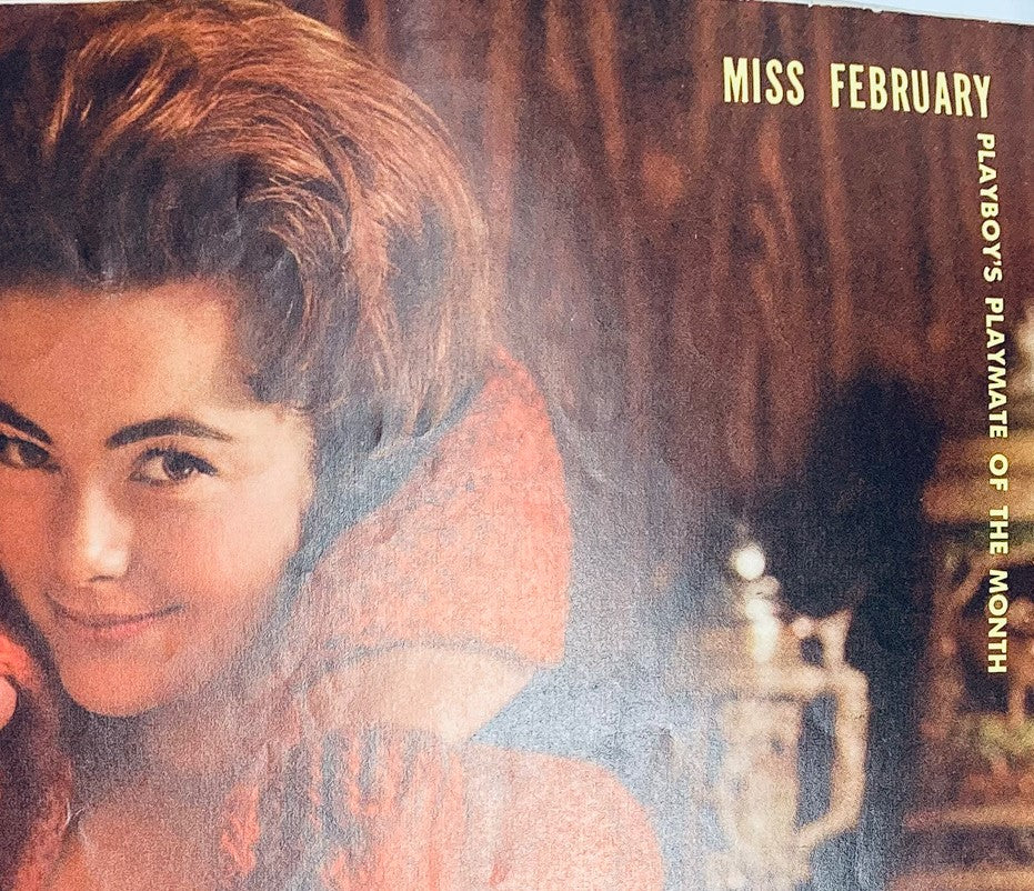 Interior page from VTG Playboy Magazine February 1962 featuring Miss February, showcasing the magazine's playmate of the month.