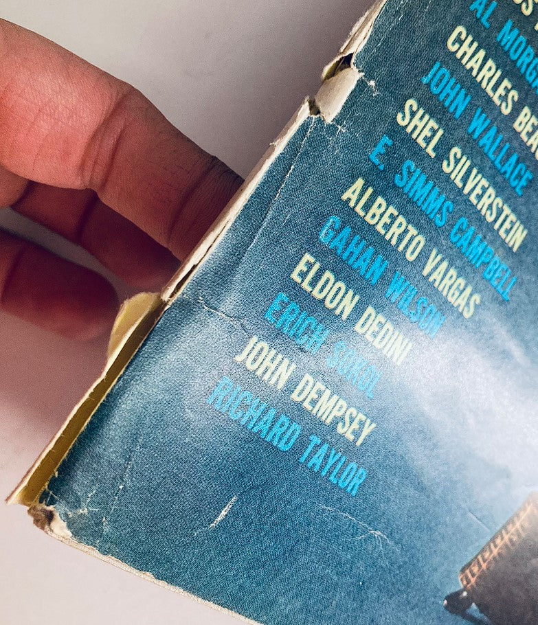 Side view of the VTG Playboy Magazine April 1961 showing the spine and contributor names including Richard Taylor, highlighting its collectible history.