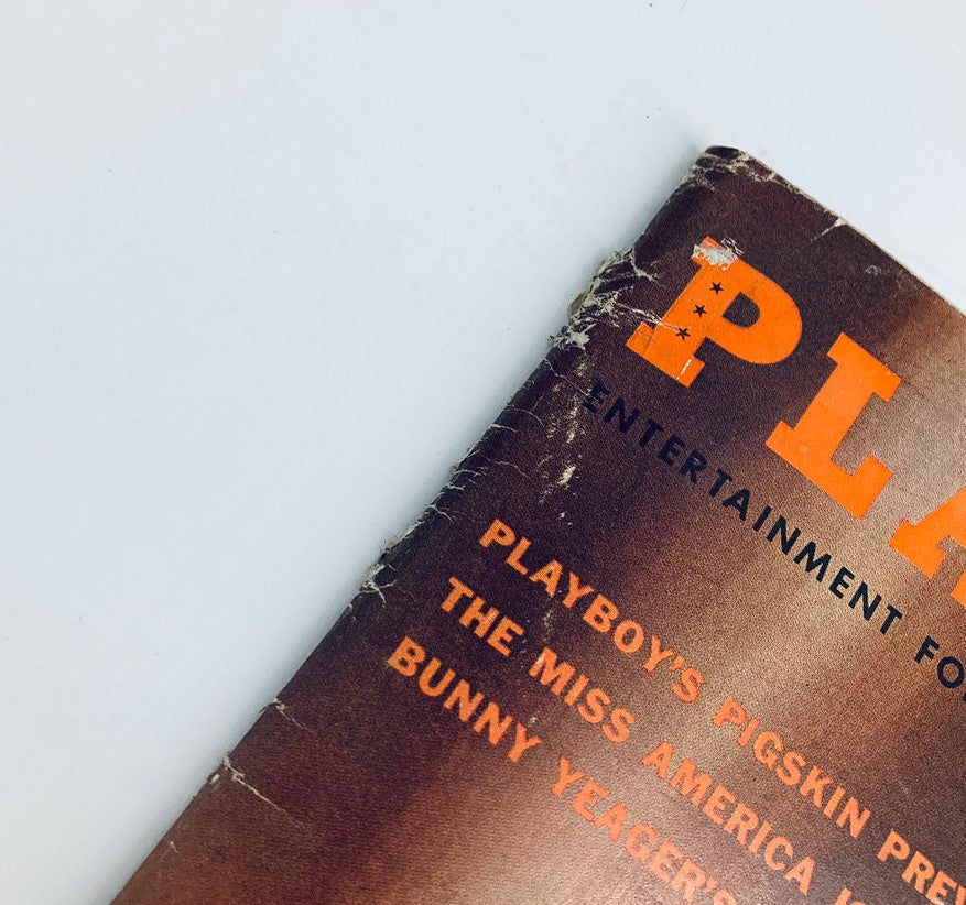 Close-up view of the top edge of the VTG Playboy Magazine September 1959, showcasing the title and issue details.