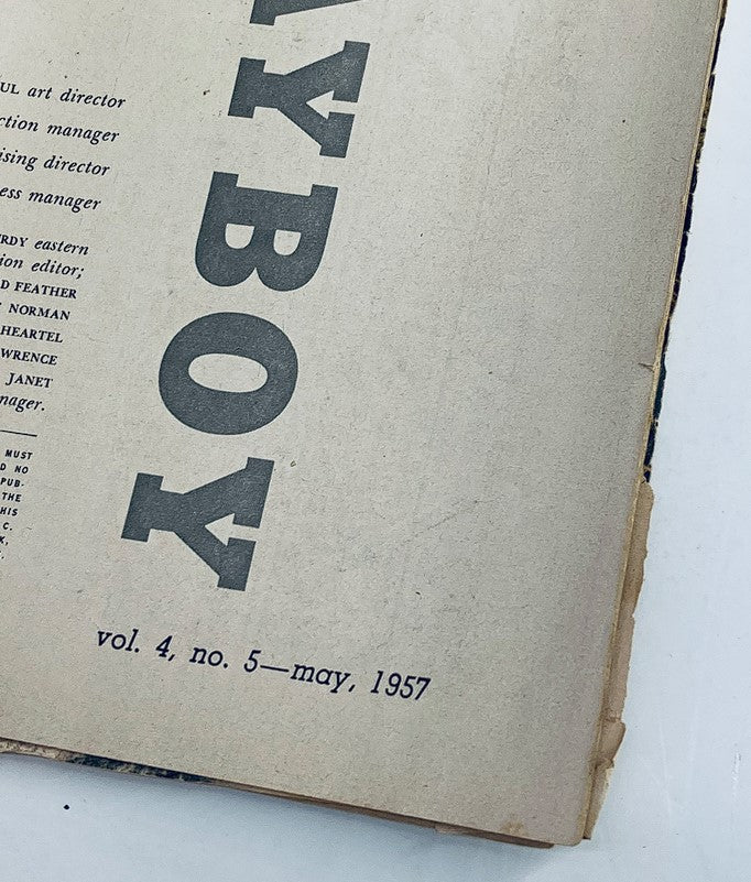 VTG Playboy Magazine May 1957 showing the publication details with the text 'vol. 4, no. 5—may, 1957' on the page.