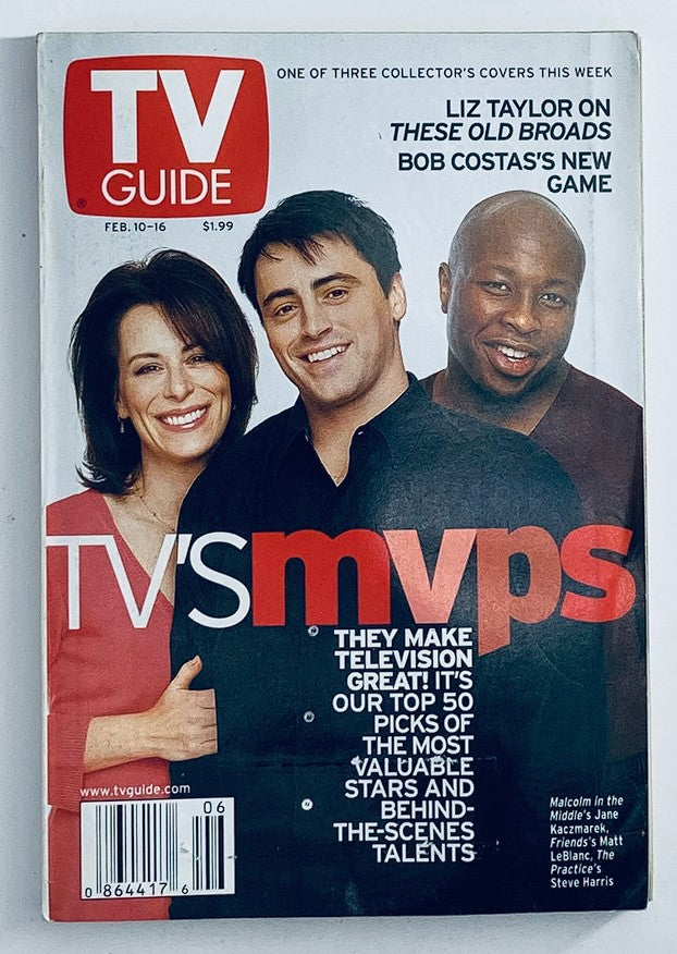 Cover of TV Guide Magazine dated February 10, 2001, featuring renowned actors Steve Harris and Jane Kaczmarek, highlighting 'TV's MVPs' and showcasing the best of early 2000s television.