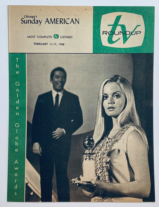VTG TV Roundup Magazine February 11 1968 featuring Alexandra Hay with a Golden Globe Award, showcasing the essence of 1960s television history.