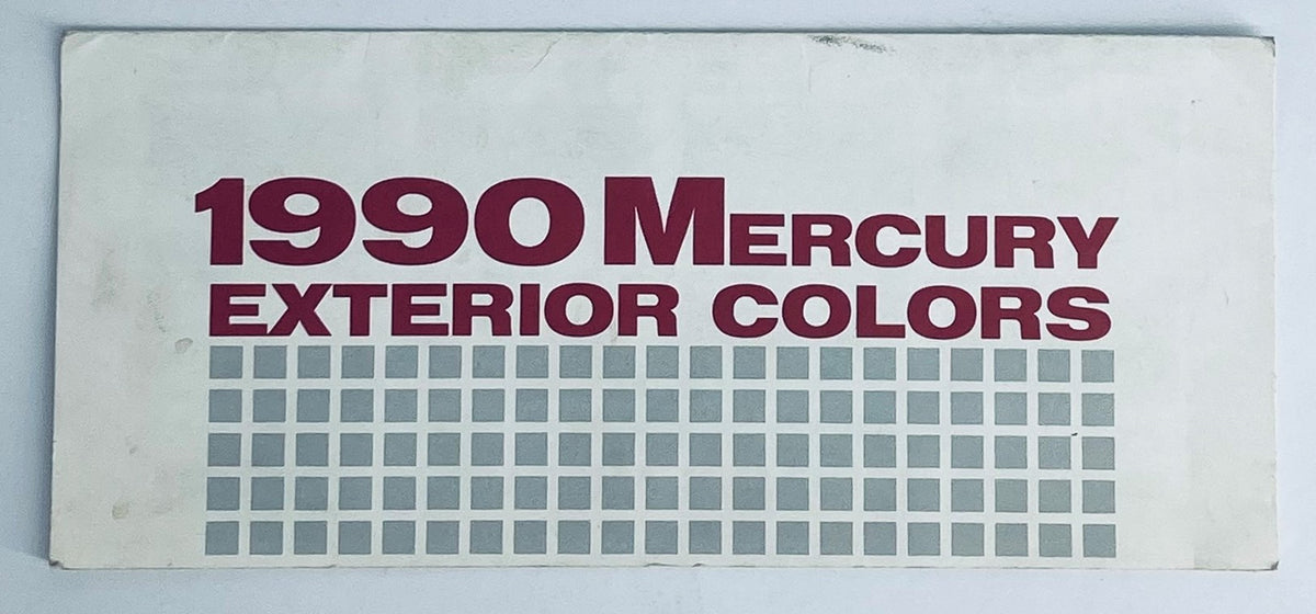 1990 Mercury Exterior Colors Dealer Showroom Sales Brochure Guide Catalog featuring a bold text design showcasing the title prominently in red and grey colors.
