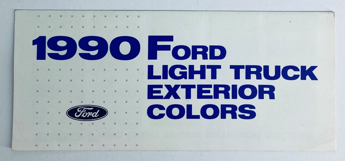 1990 Ford Light Truck Exterior Colors Dealer Sales Brochure showcasing the title and branding in bold blue letters.