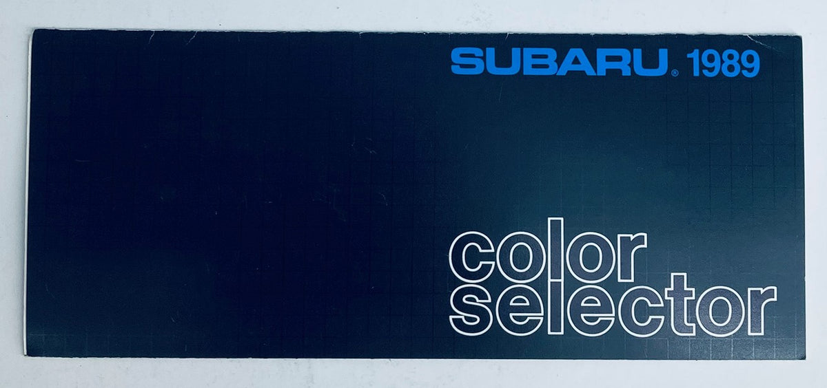 1989 Subaru Color Selector Dealer Showroom Sales Brochure Guide Catalog cover featuring 'SUBARU 1989' and 'color selector' branding.