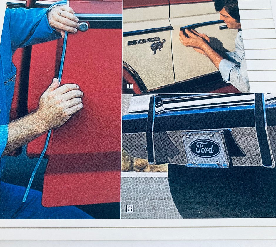 1989 Ford Light Trucks Accessories Dealer Showroom Sale Brochure featuring a close-up of Ford truck accessories installation and customization details.