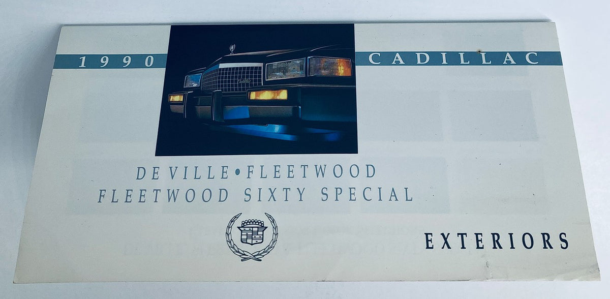 1990 Cadillac Fleetwood 60 Exteriors Dealer Showroom Sale Brochure Guide Catalog featuring an image of the vehicle's front with distinctive headlights and grille layout.