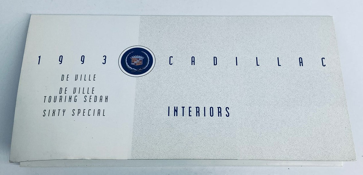 1993 Cadillac De Ville Interiors Dealer Showroom Sale Brochure featuring the front cover design with Cadillac emblem and key model names including De Ville, De Ville Touring Sedan, and Sixty Special.