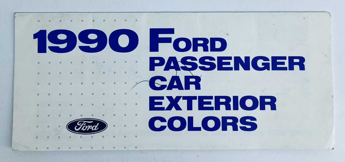 1990 Ford Passenger Car Exterior Colors Dealer Showroom Sales Brochure Catalog cover featuring bold blue typography on a white background.