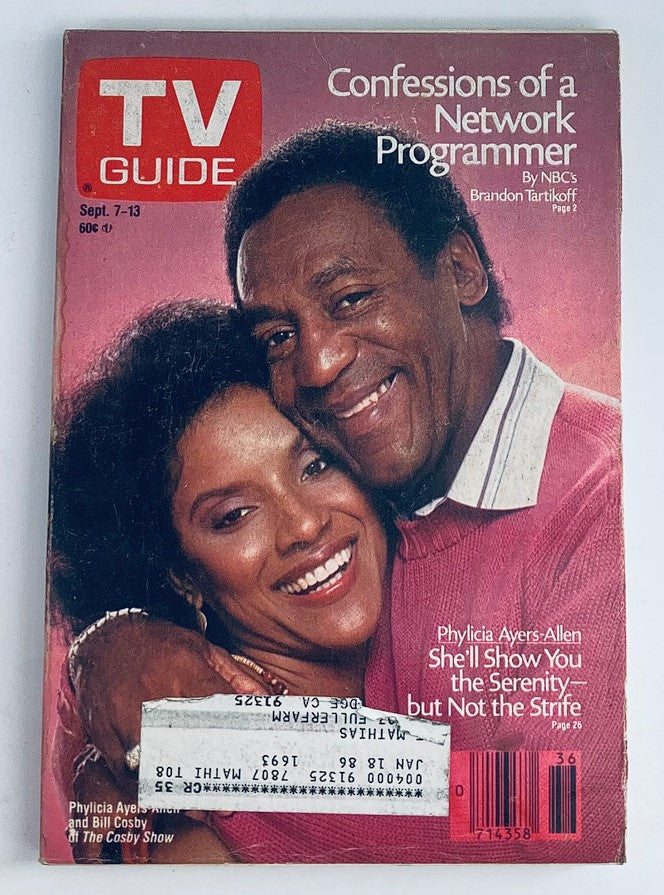TV Guide Magazine September 7 1985 featuring Phylicia Rashad and Bill Cosby on the cover, capturing a moment in television history with a nostalgic design.