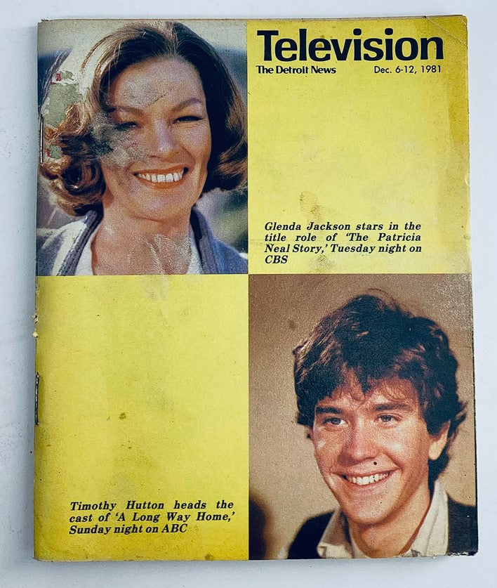 VTG Television The Detroit News Magazine December 6, 1981 featuring Glenda Jackson on the cover along with an article about Timothy Hutton, showcasing vintage television culture.