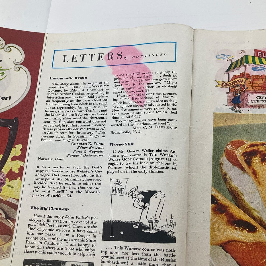 Interior page of The Saturday Evening Post September 29 1951, featuring readers' letters section and humorous illustrations.