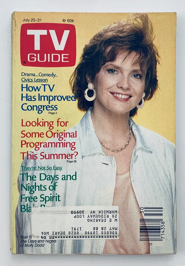 TV Guide Magazine July 25 1987 cover featuring Blair Brown from The Days & Nights of Molly Dodd, showcasing a nostalgic glimpse into 1980s television culture with captivating visuals and headlines.